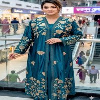 🌸 প্রিমিয়াম জাফরান ফেব্রিক্স বোরকা + 90'' ফ্রি হিজাব